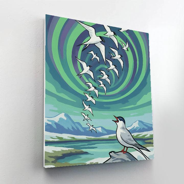 Aurora Spiral Birds Migration Painting by numbers kit