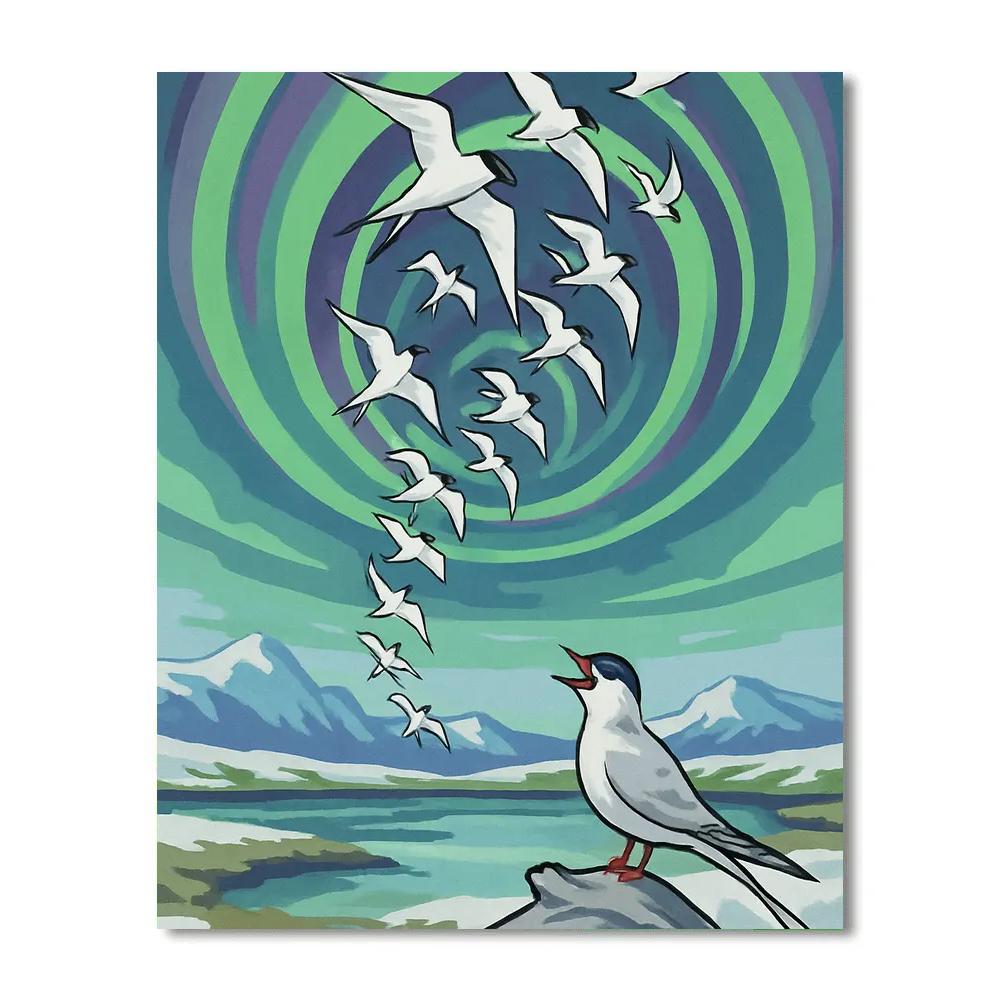 Aurora Spiral Birds Migration Painting by numbers kit