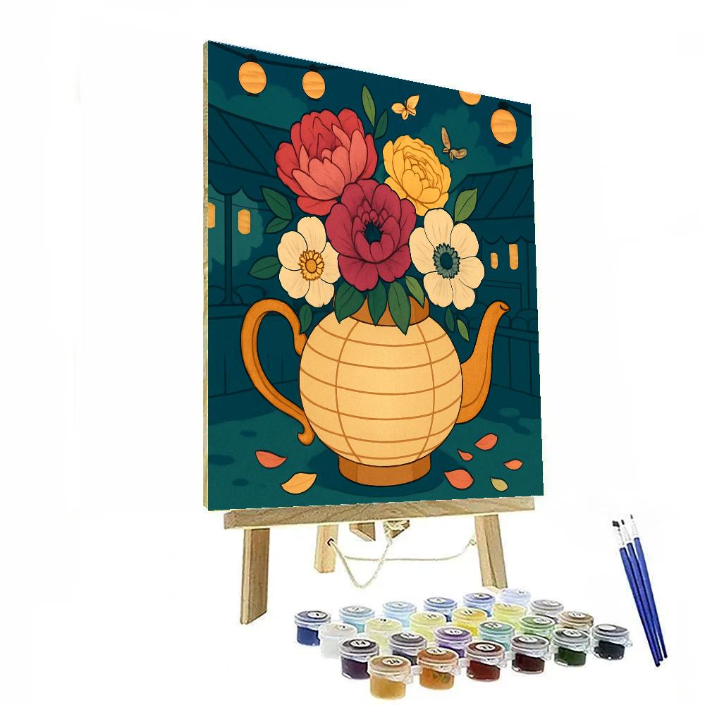 Lanternlit Night Market In Floral Paint by numbers kits