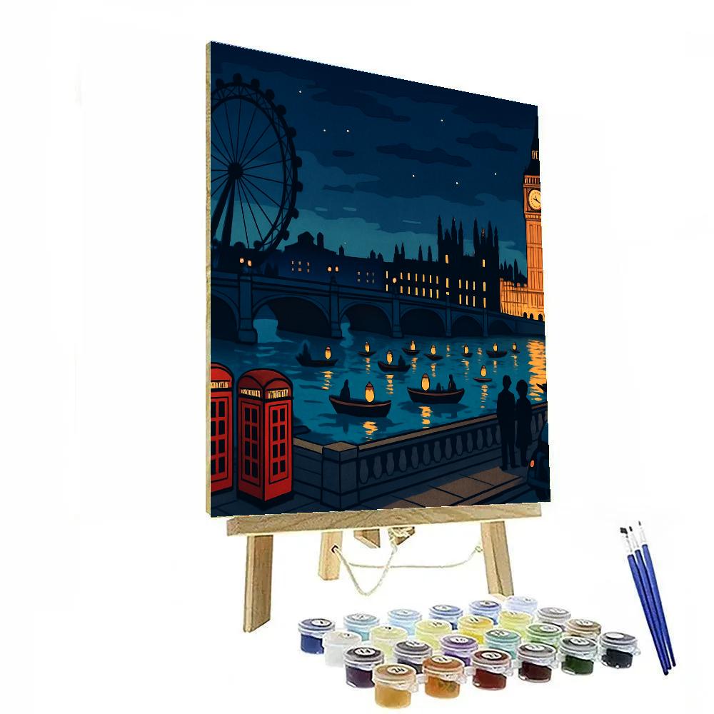 Midnight Lantern Regatta On The Thames In London paint by number