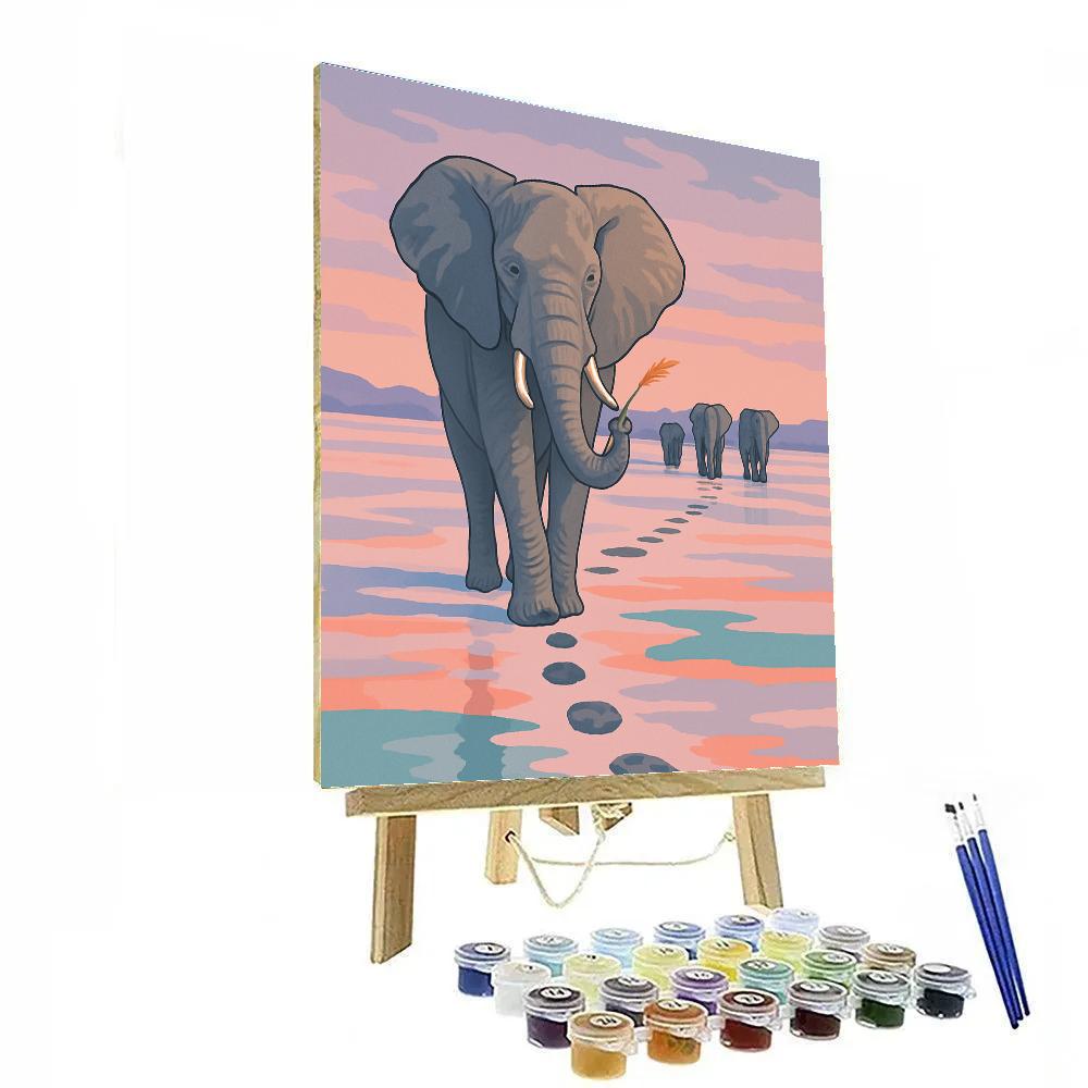 Mirage Caravan Elephant At Salt Flats Number painting
