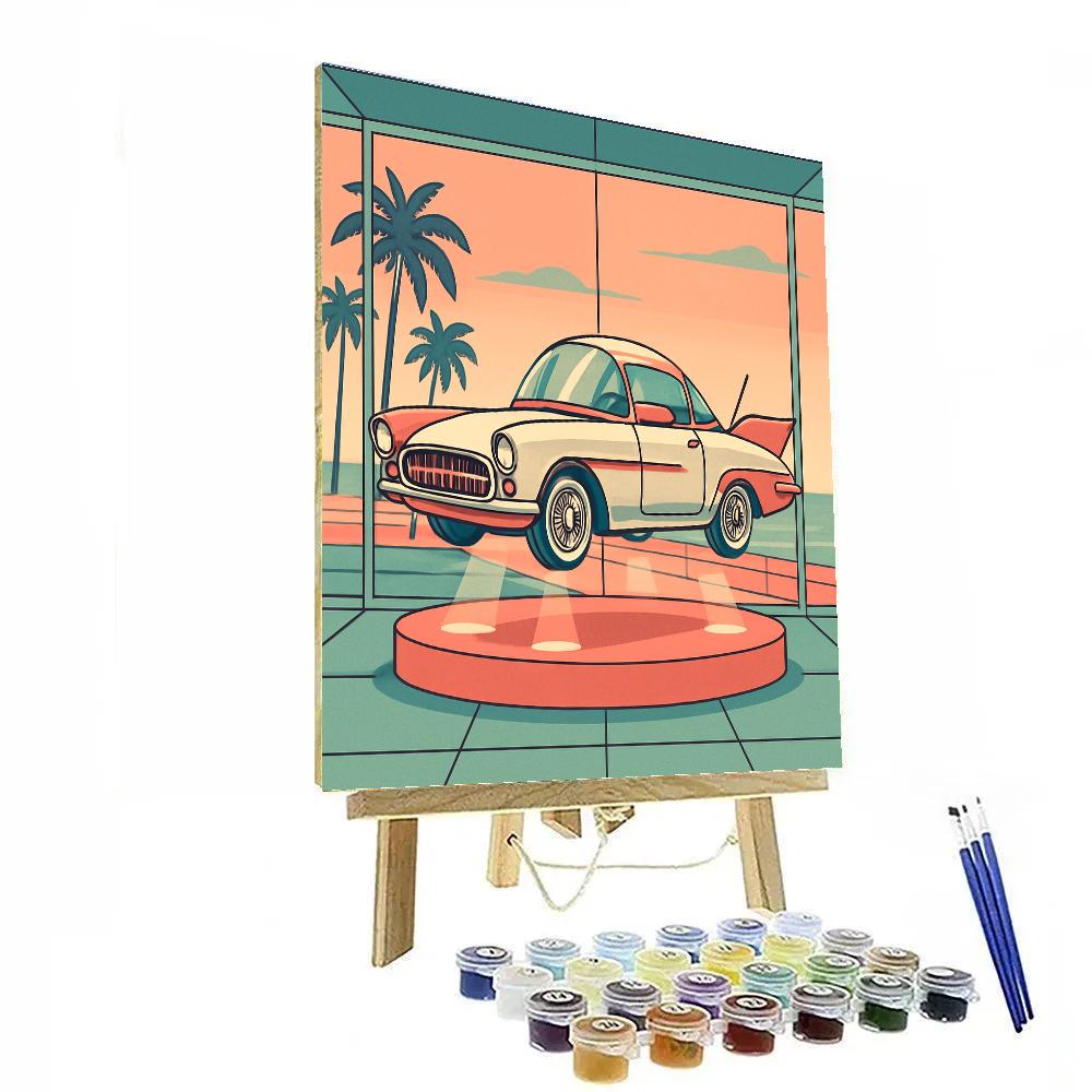 Retro Futurist Showroom For Cars Painting by numbers kit