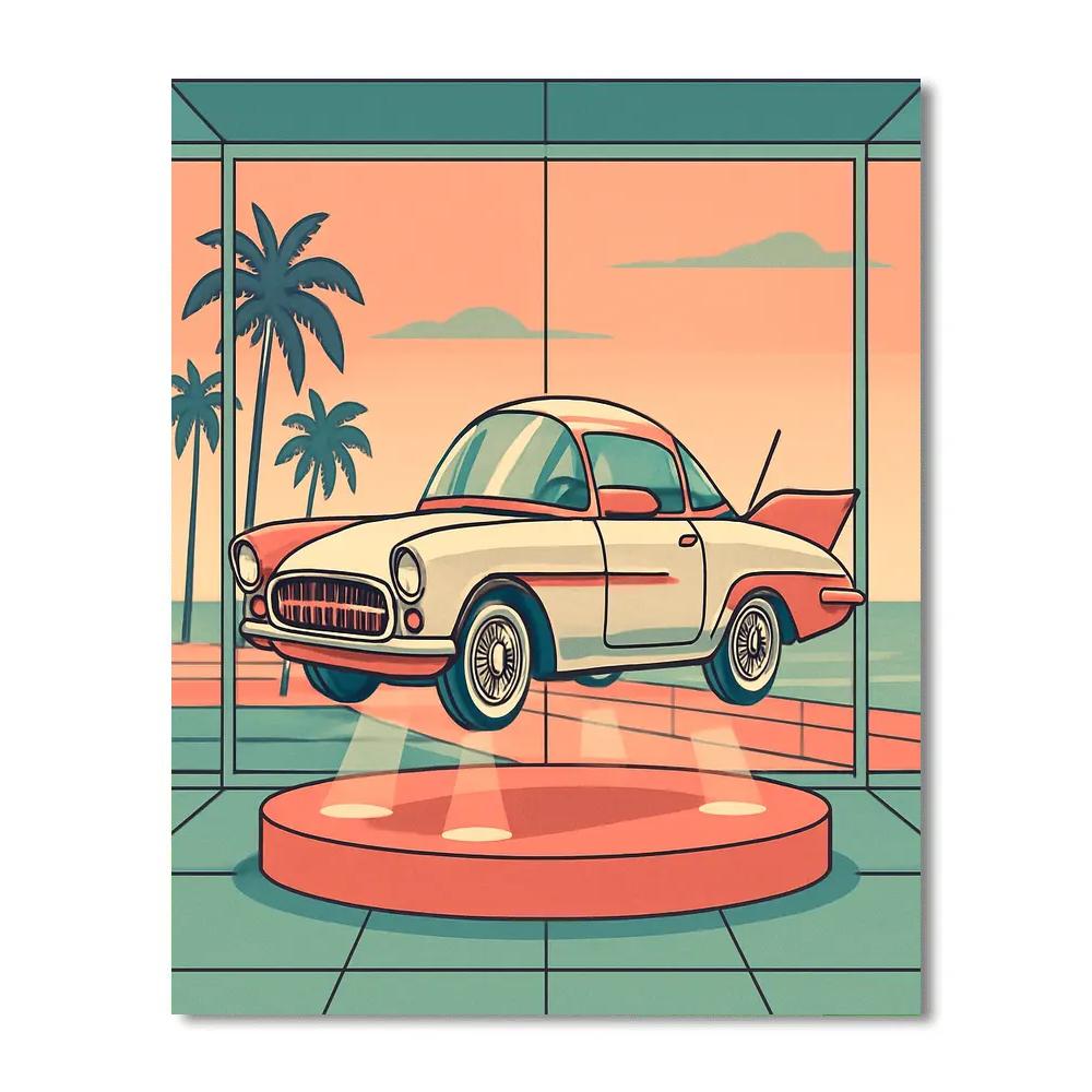 Retro Futurist Showroom For Cars Painting by numbers kit