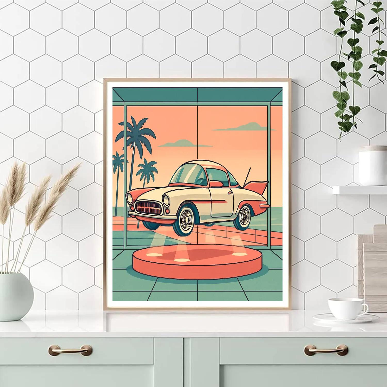 Retro Futurist Showroom For Cars Painting by numbers kit