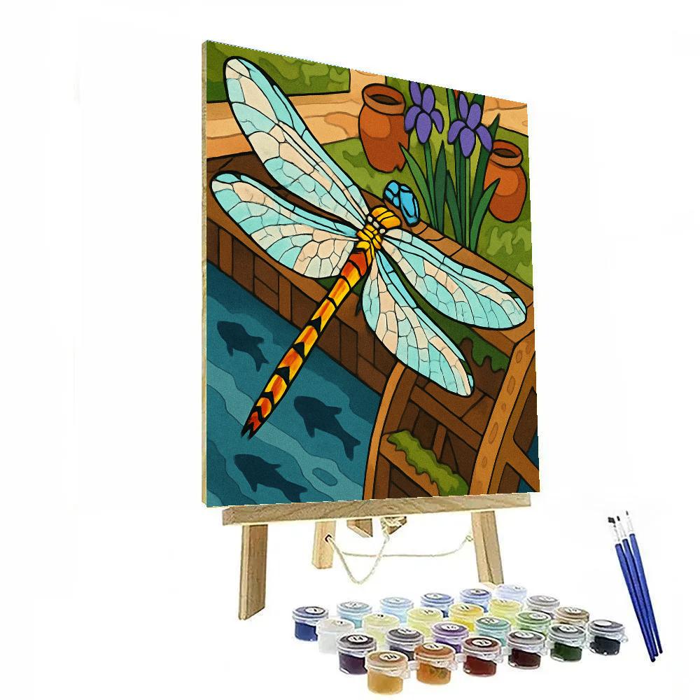 Waterwheel Garden With Dragonfly Drift DIY paint by numbers