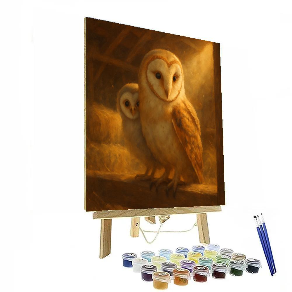 Barn Owls In The Sunbeam Loft Paint by numbers art