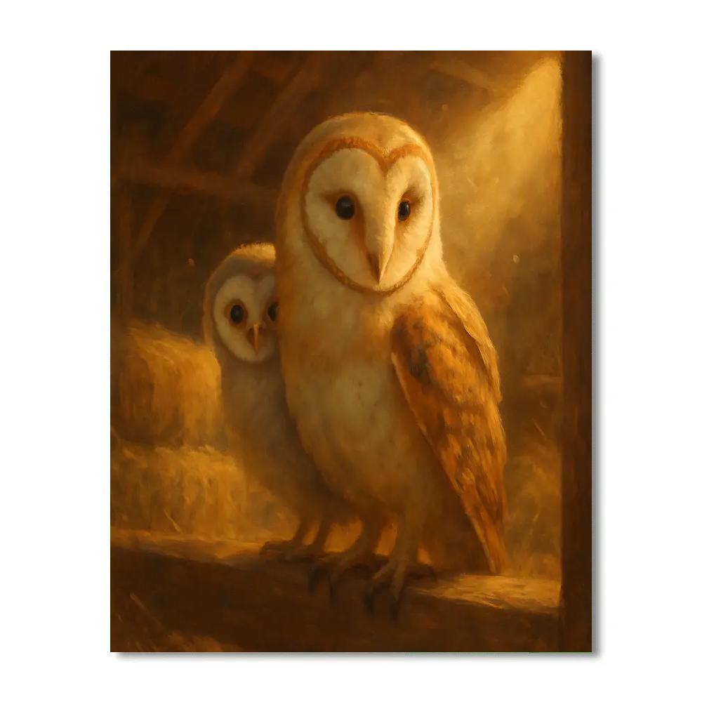 Barn Owls In The Sunbeam Loft Paint by numbers art