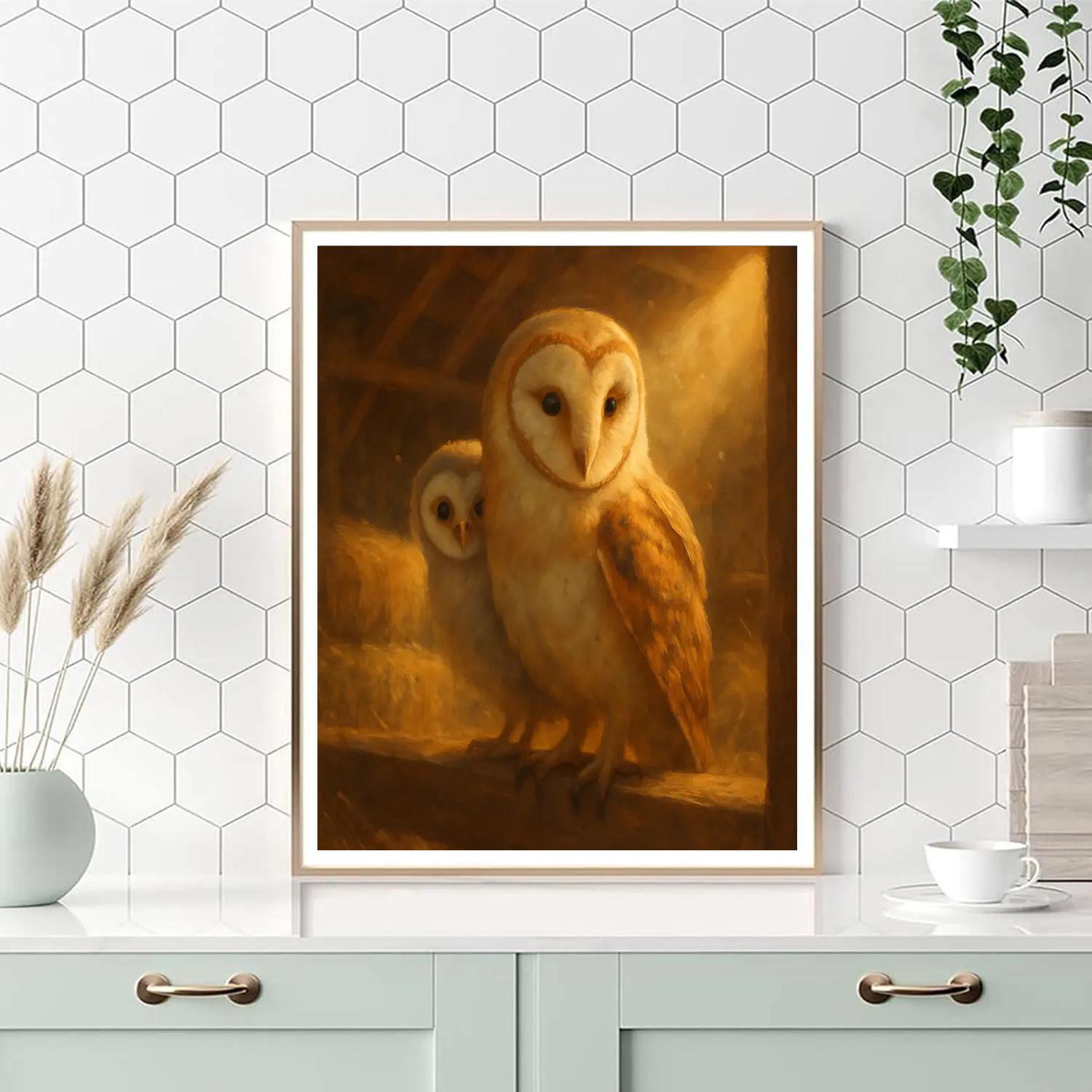 Barn Owls In The Sunbeam Loft Paint by numbers art