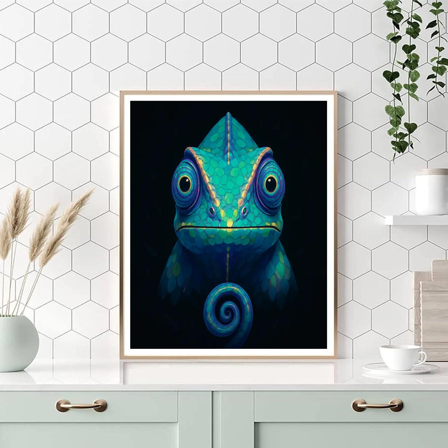 Iridescent Chameleon Prism Gaze Number painting