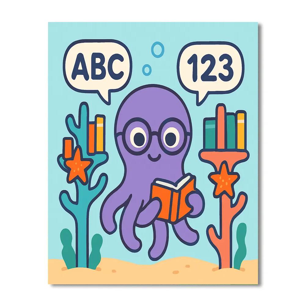 The Coral Library Of Clever Octopus Painting by numbers kit