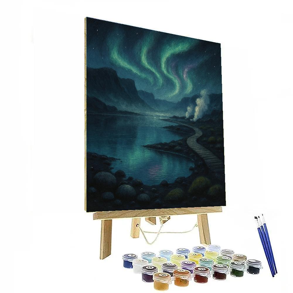 Aurora Over The Lava Glass Lagoon Paint by numbers kits