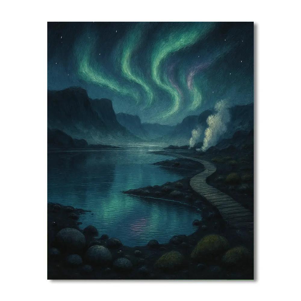 Aurora Over The Lava Glass Lagoon Paint by numbers kits