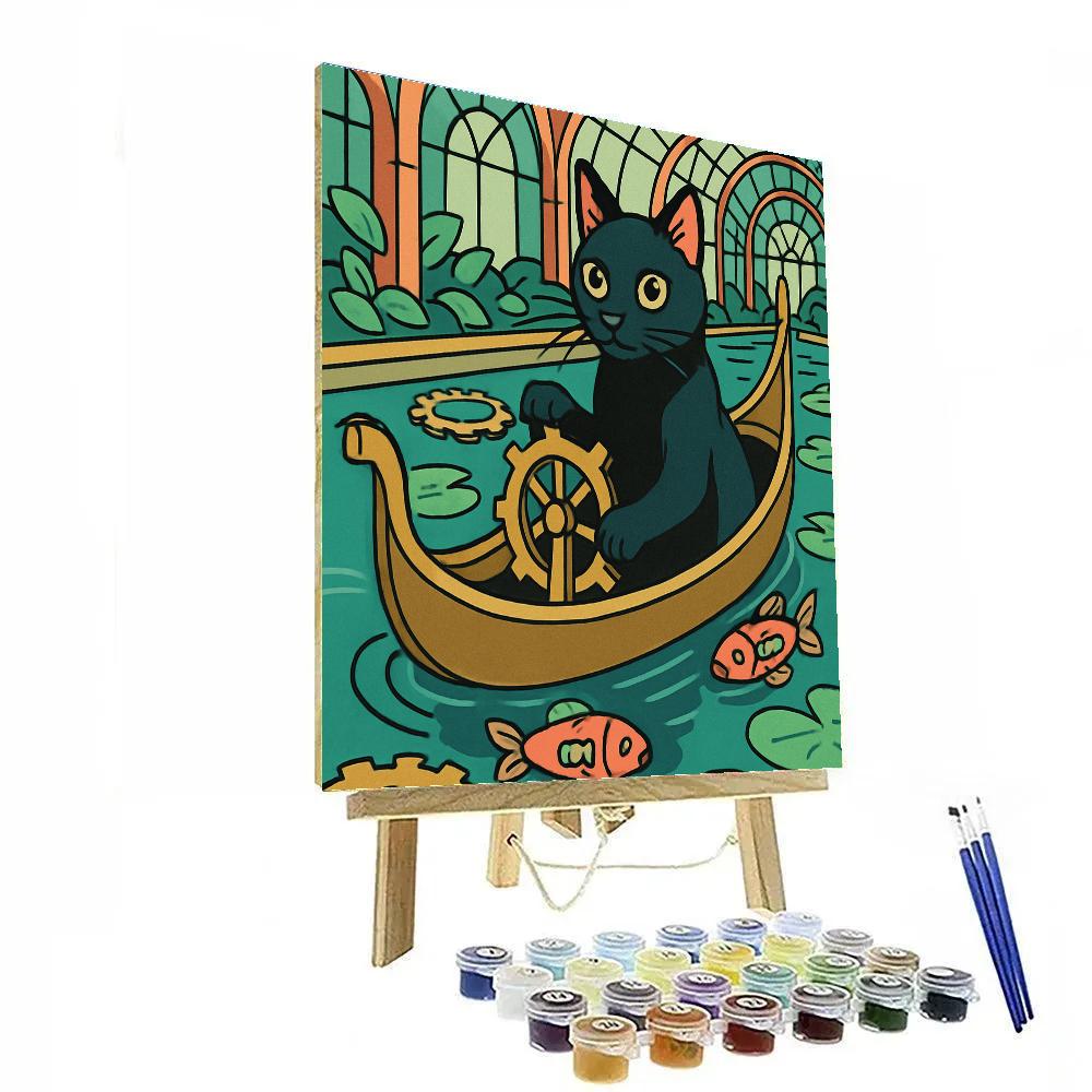 Clockwork Canal Cat Voyage paint by numbers