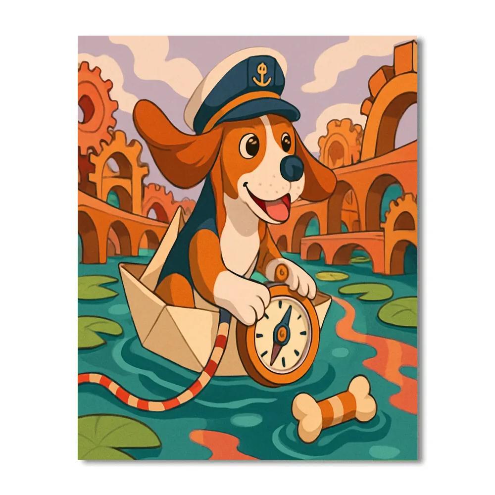 Clockwork Canals Dog Painting by numbers kit