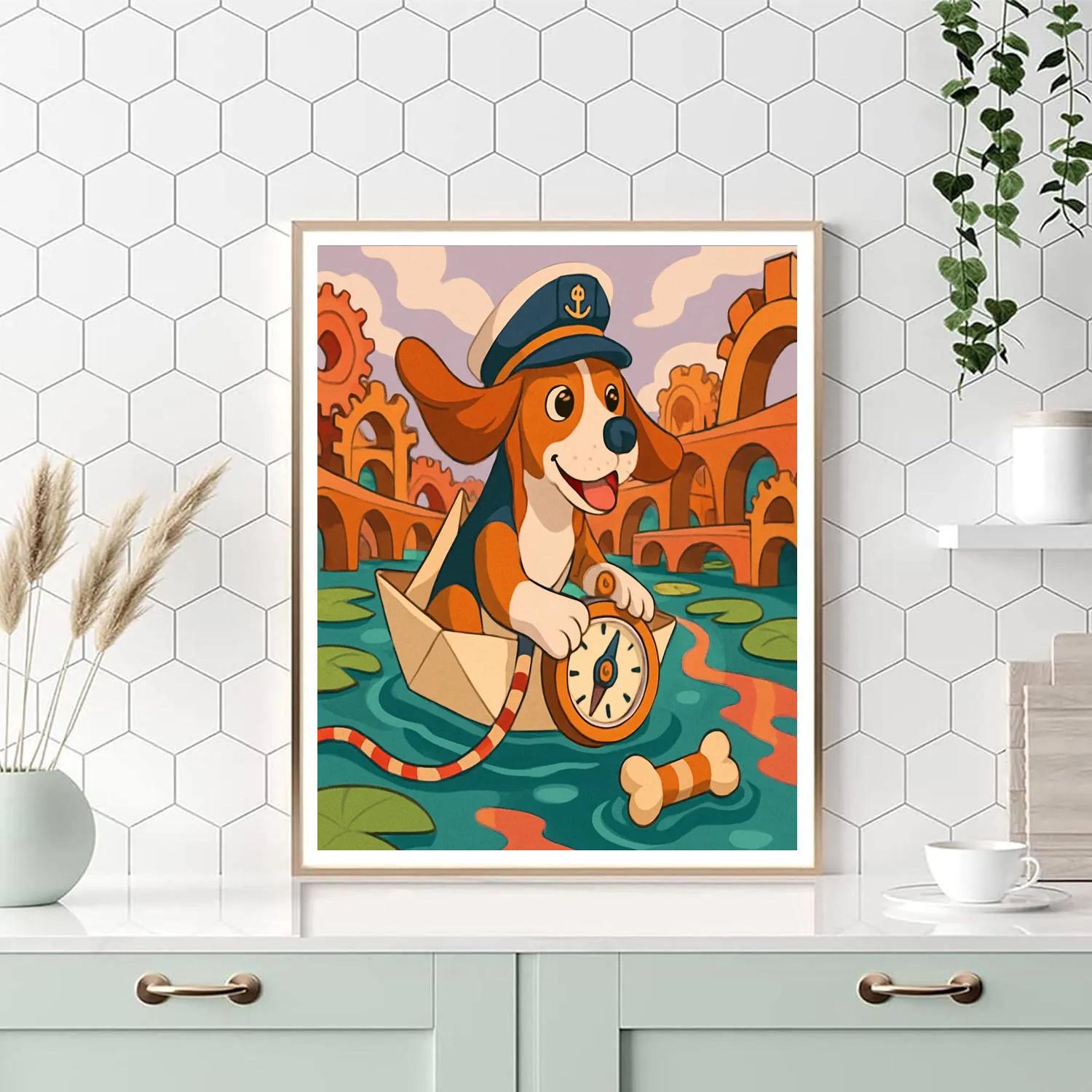 Clockwork Canals Dog Painting by numbers kit