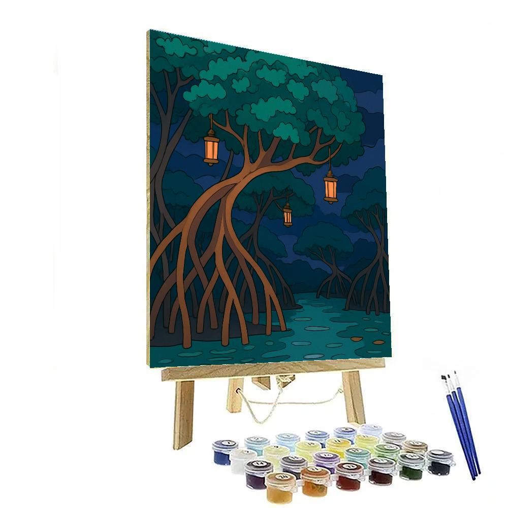 Lanternlit Mangrove Tree Labyrinth paint by color
