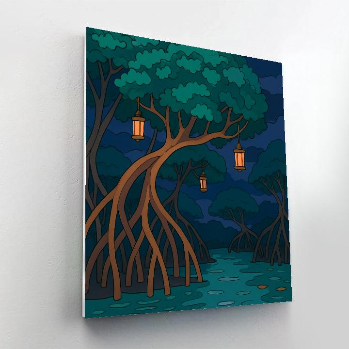 Lanternlit Mangrove Tree Labyrinth paint by color