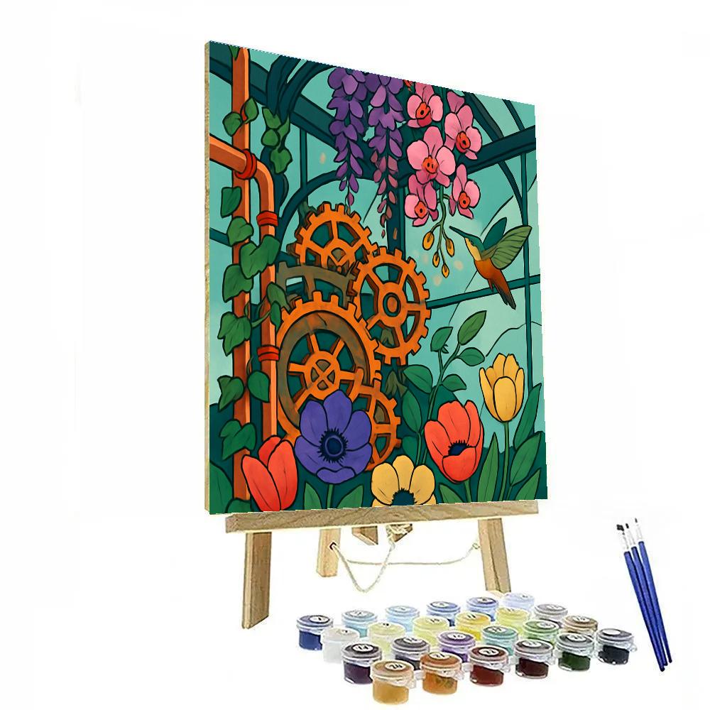 Clockwork Conservatory With Flowers Number painting