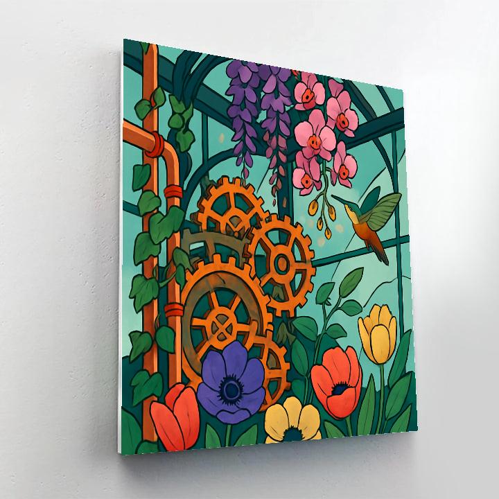 Clockwork Conservatory With Flowers Number painting