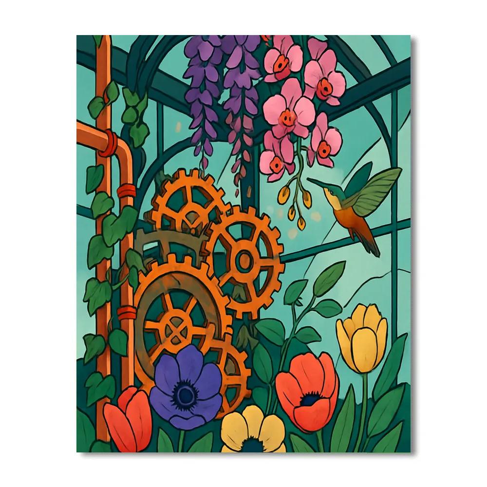 Clockwork Conservatory With Flowers Number painting