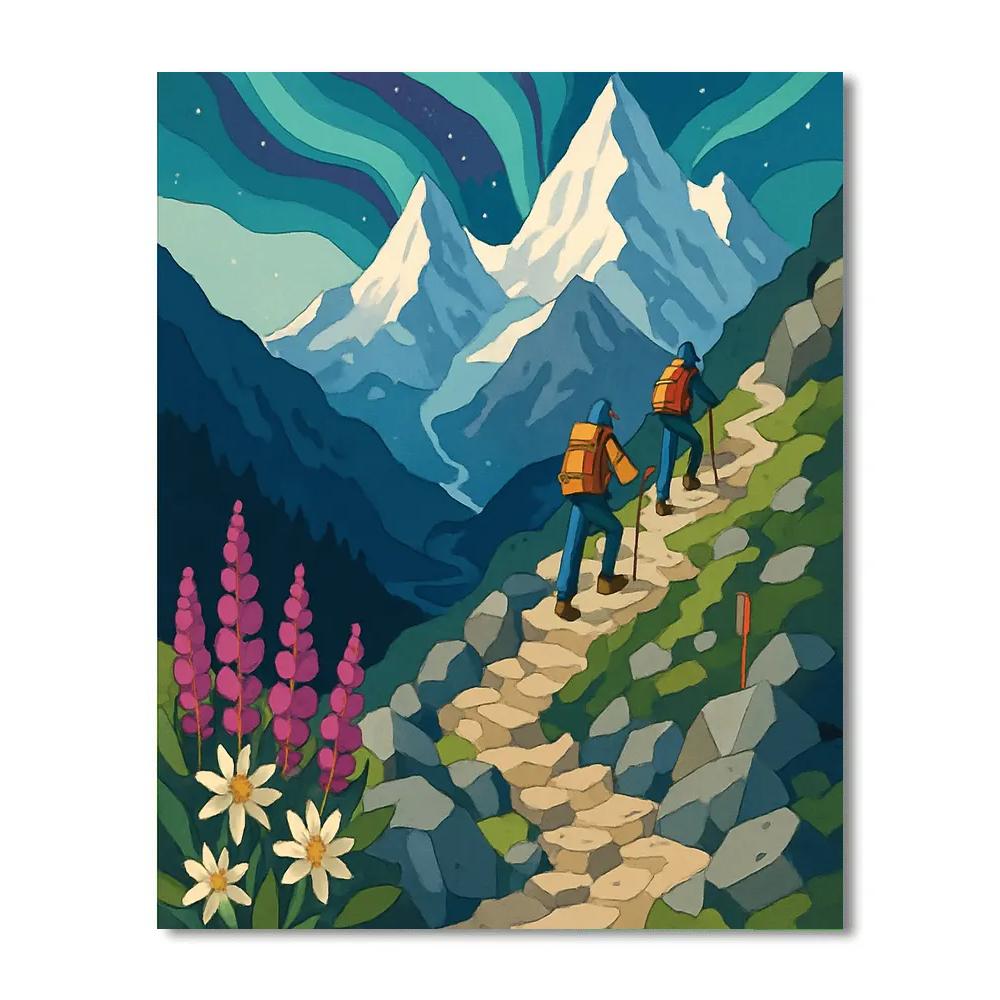 Mountain Aurora Switchback Ascent Numbered painting kits