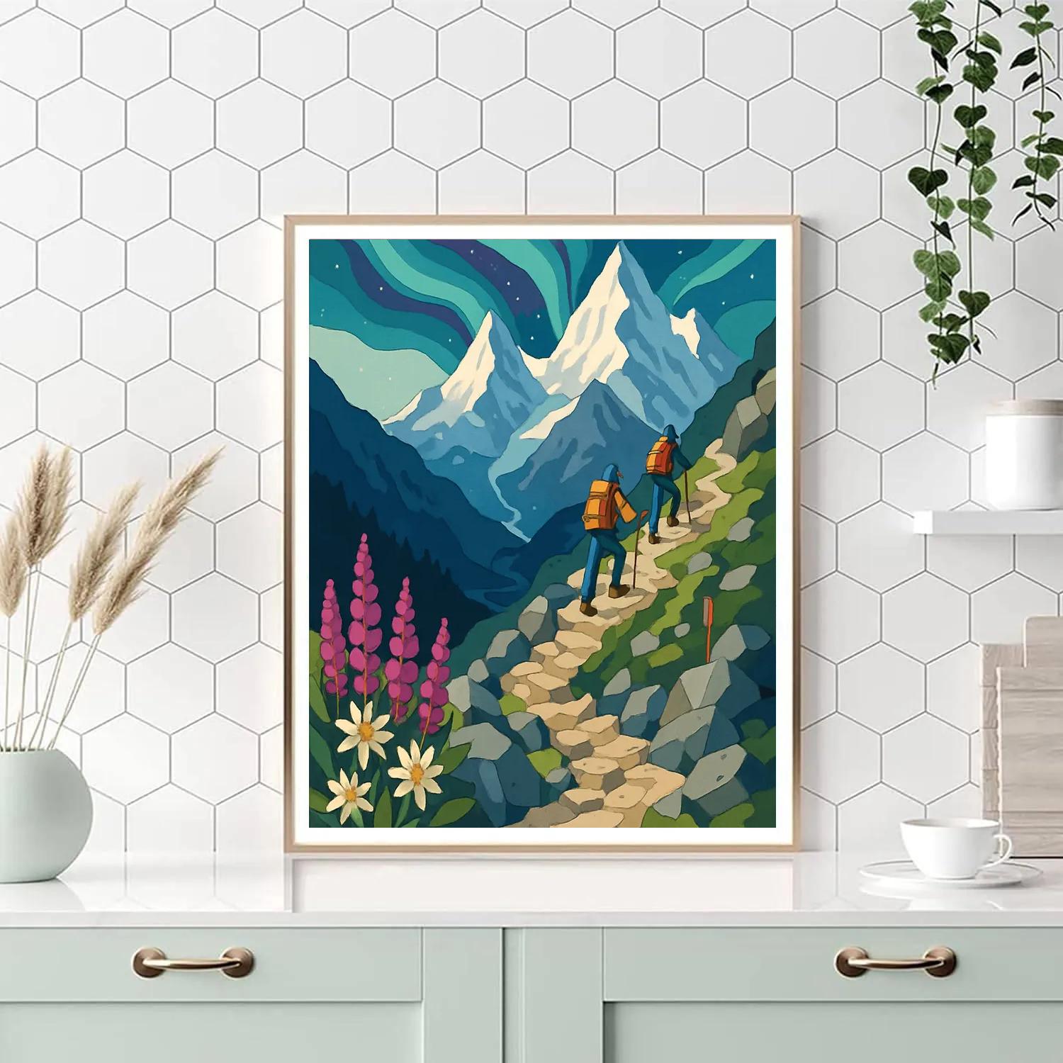 Mountain Aurora Switchback Ascent Numbered painting kits