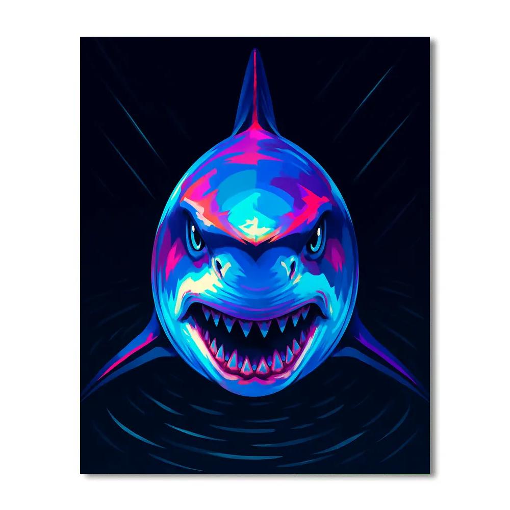 Prismatic Tide Shark Portrait paint by number