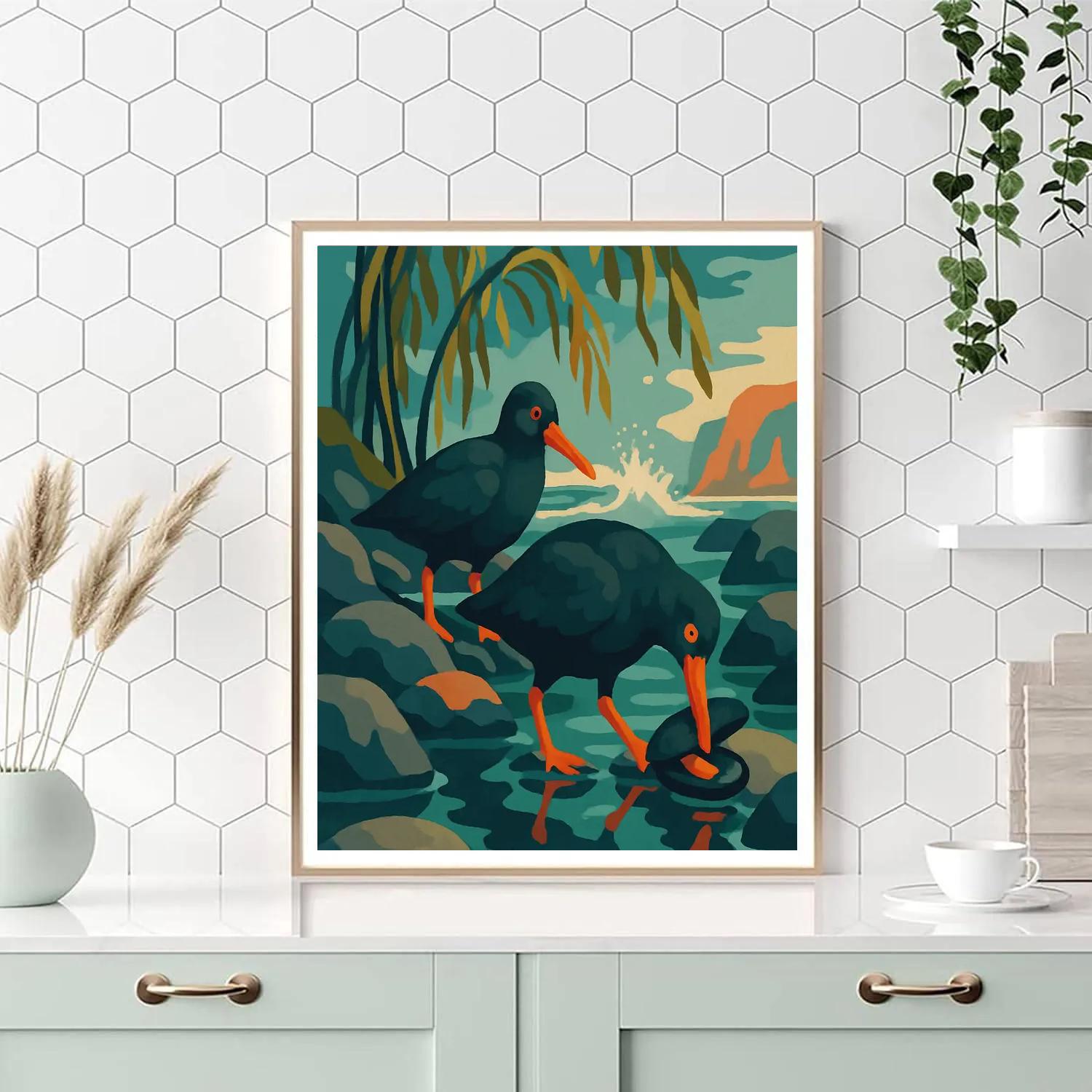 Tidepool Birds In Kelp Cathedral Paint by numbers kits