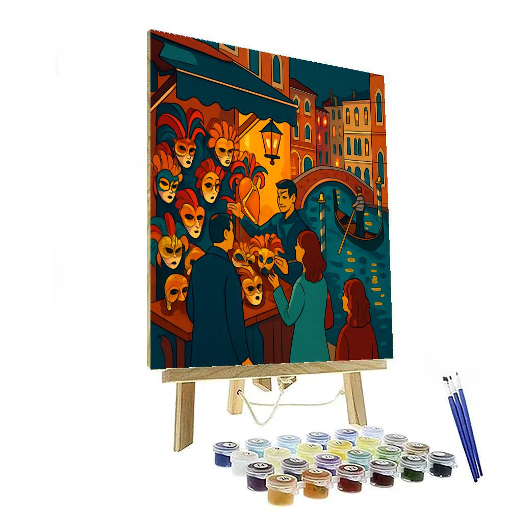 Maskmakers Market In Venice Twilight Painting by numbers kit