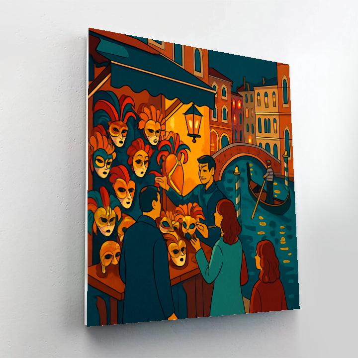 Maskmakers Market In Venice Twilight Painting by numbers kit