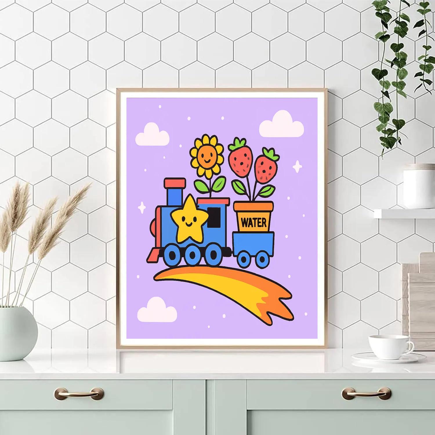 Sky Garden Train On A Comet Track DIY paint by numbers