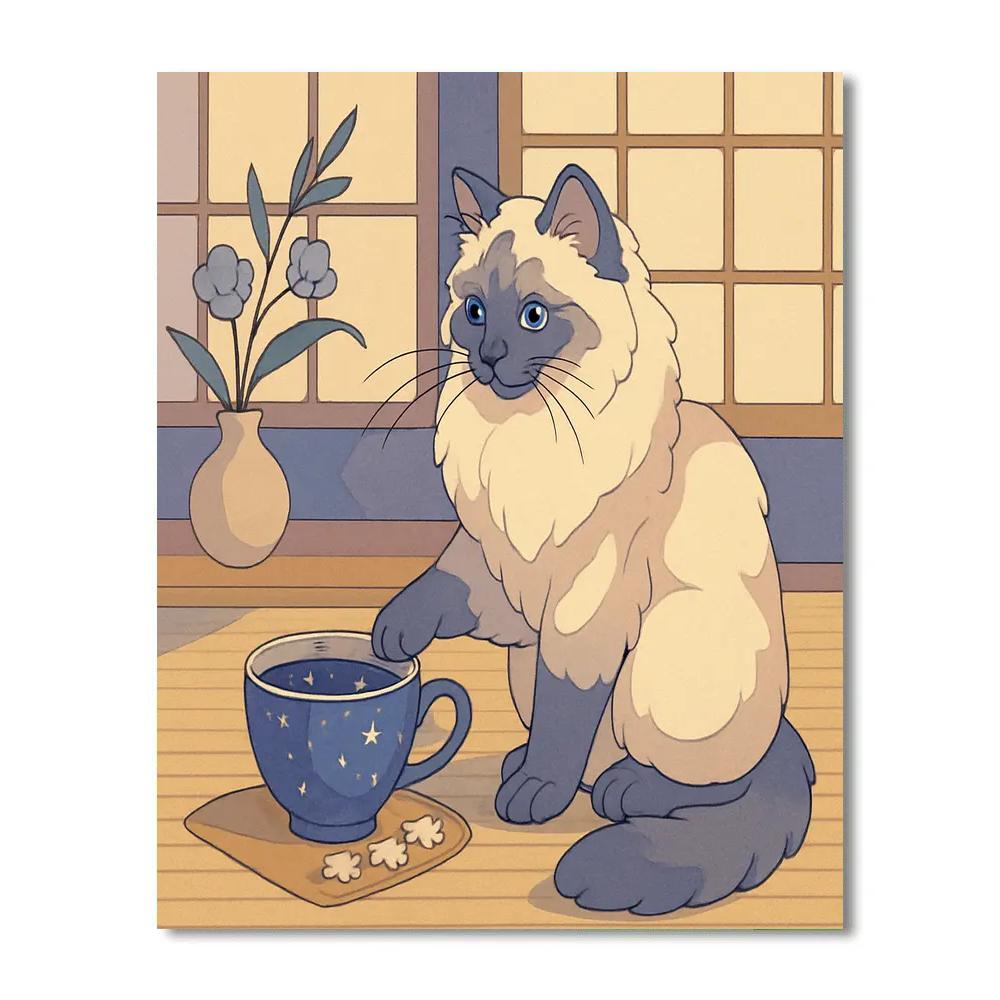 Tea Room With Cat Stargazer paint by number