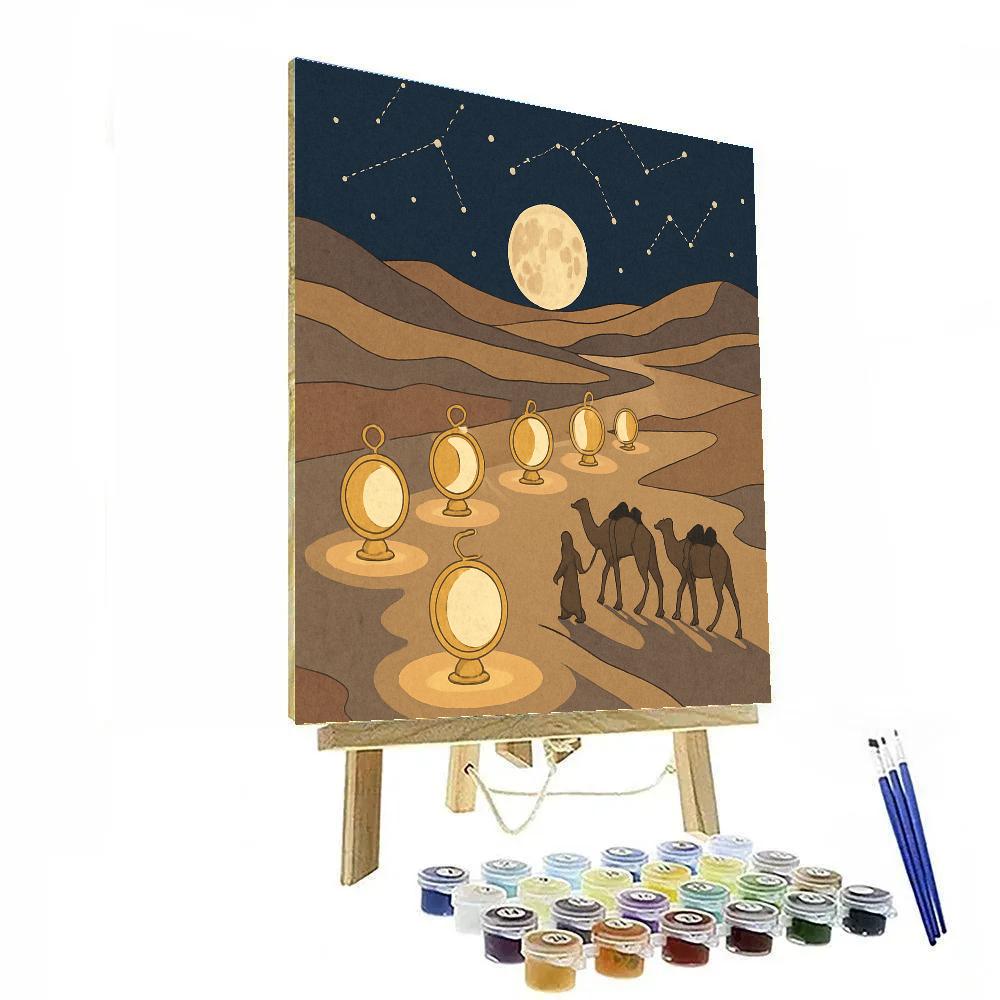 Desert Mirage With Moon Phases Lanterns Painting by numbers kit