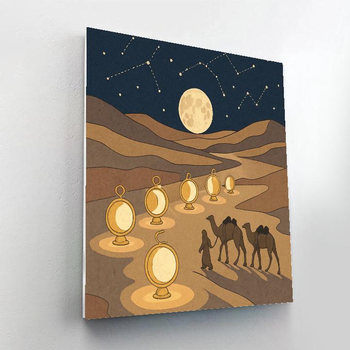 Desert Mirage With Moon Phases Lanterns Painting by numbers kit