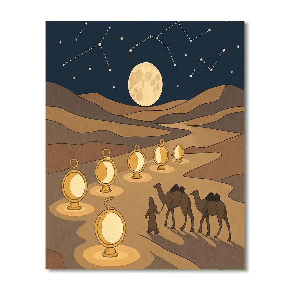 Desert Mirage With Moon Phases Lanterns Painting by numbers kit