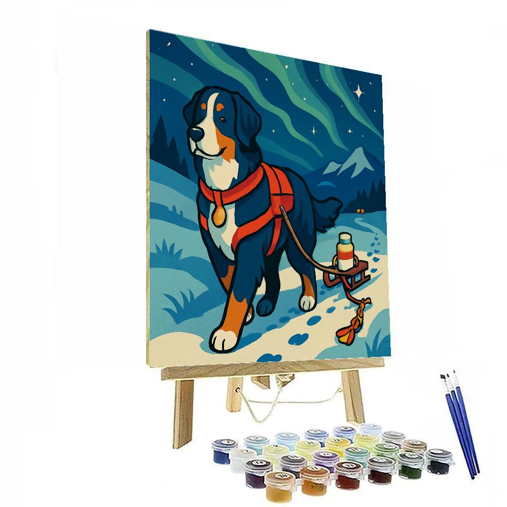 Starlit Snow Rescue With Dog Numbered painting kits