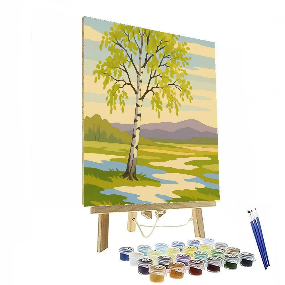 Snowmelt Meadow With Whispering Tree paint by number