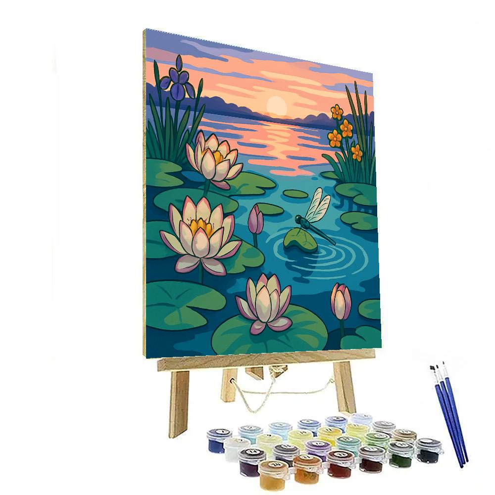 Mirror Pond Flowers In Paper Lantern Dawn Numbered painting kits