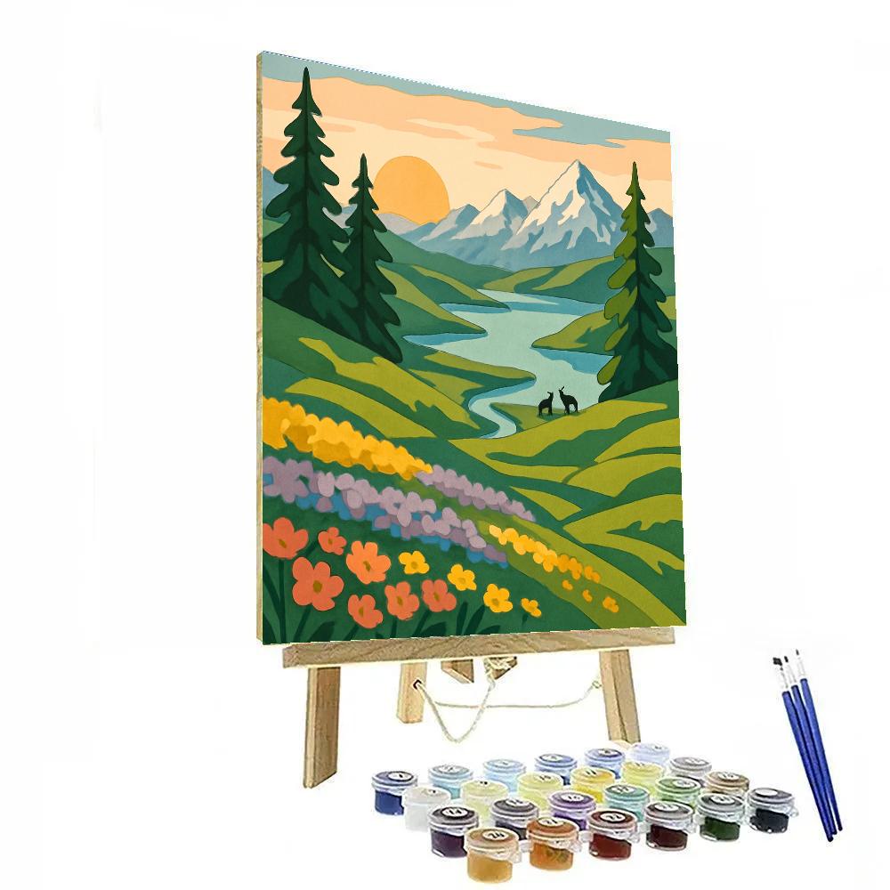Meadow With Landscape Overlook Painting by numbers kit
