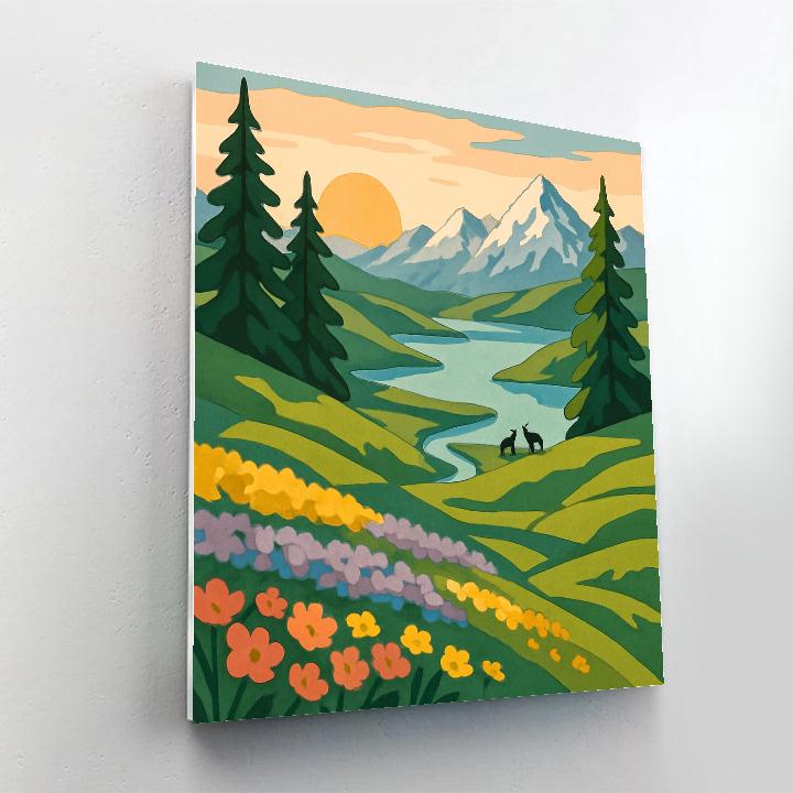 Meadow With Landscape Overlook Painting by numbers kit