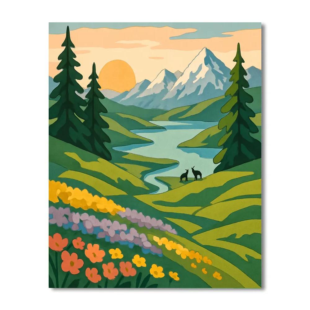 Meadow With Landscape Overlook Painting by numbers kit