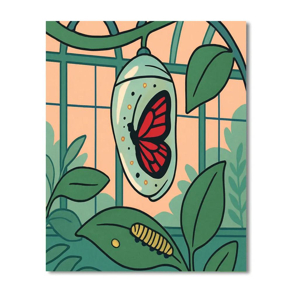 Metamorphosis Garden With Butterfly Glasshouse paint by numbers