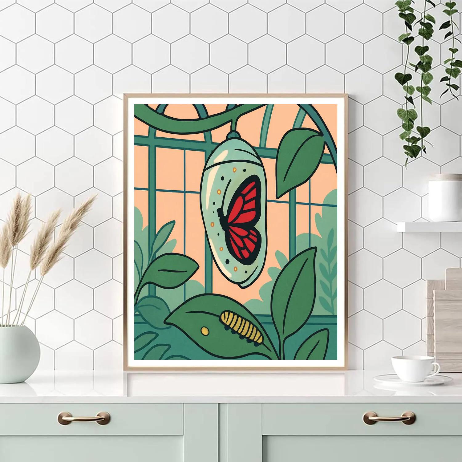 Metamorphosis Garden With Butterfly Glasshouse paint by numbers