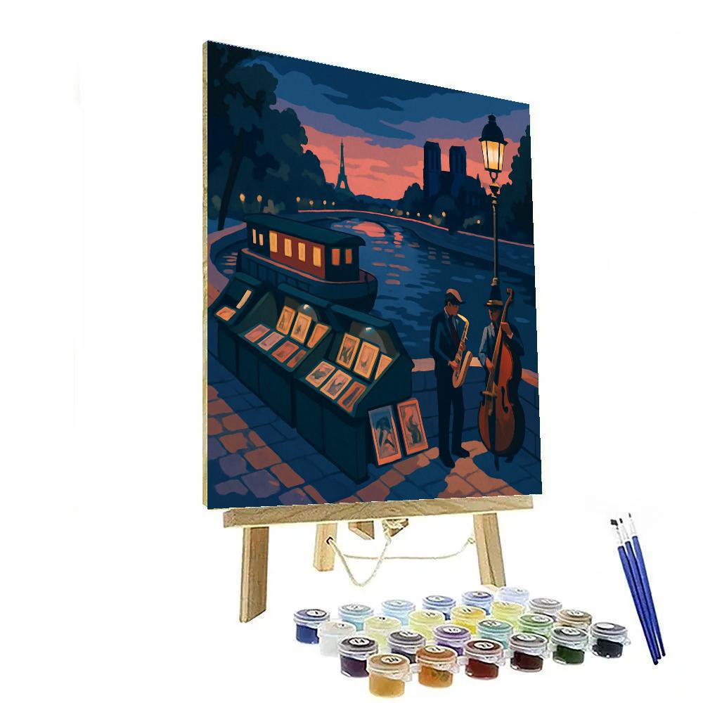 Seine River Stroll In Paris Twilight painting number kit