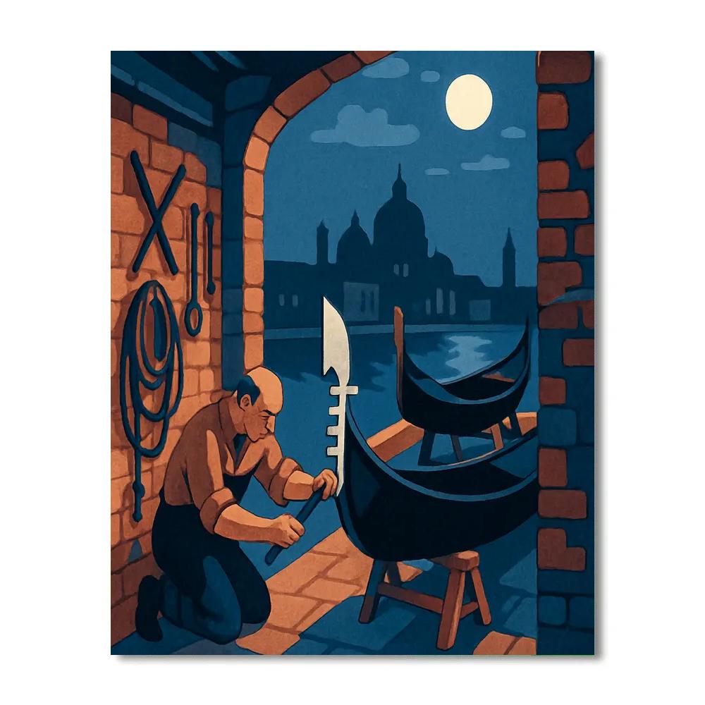 Moonlit Gondola Workshop Venice Crafted paint by color