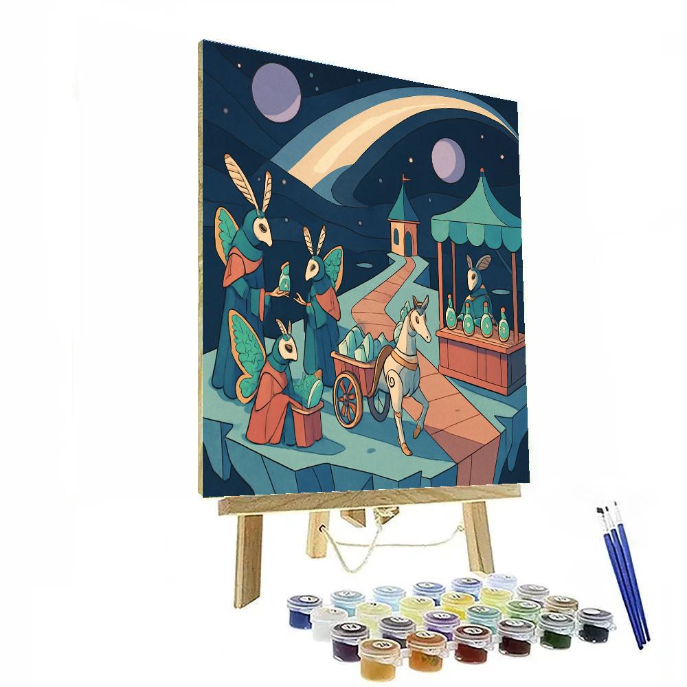 Starlit Market With Fantasy Comet Merchants Paint by numbers art