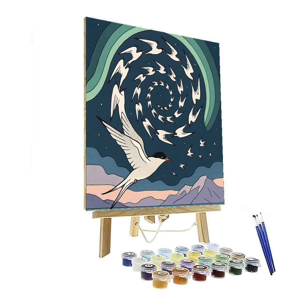 Aurora Spiral With Birds Migration Map paint by numbers