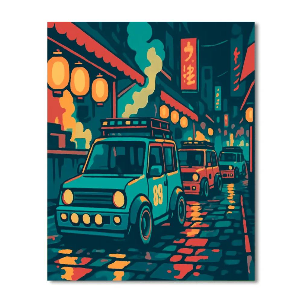 Night Market Cars Caravan Numbered painting kits