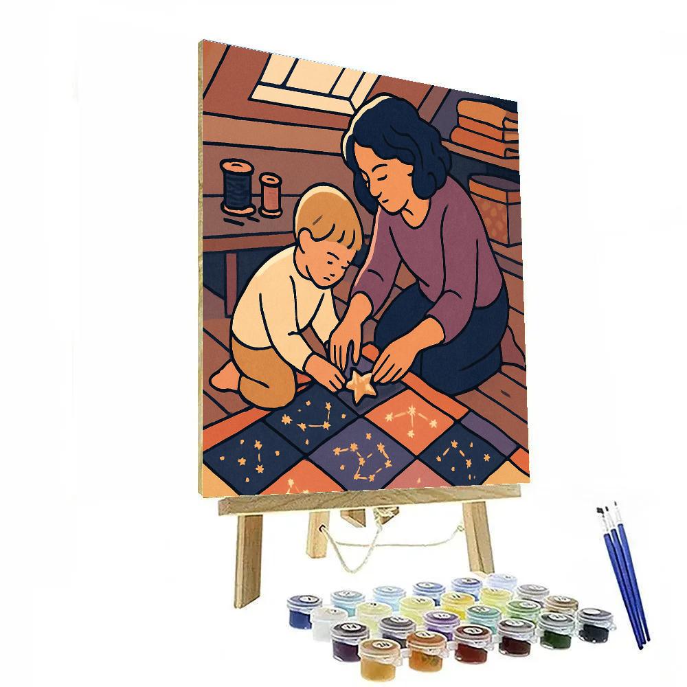 Mother-Stitched Constellation Quilt paint by number