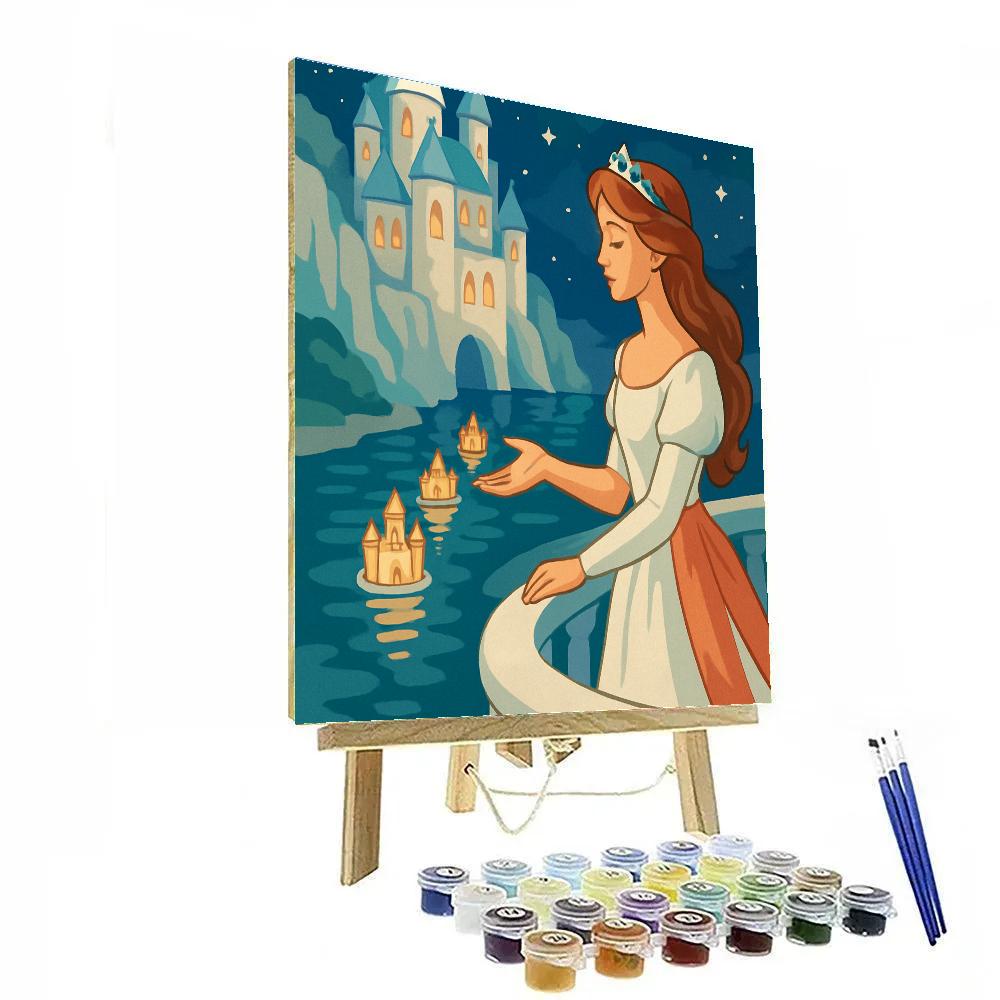 Moonlit Harbor With Princess Lanterns painting number kit